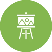 Icon of easel with geometric shapes
